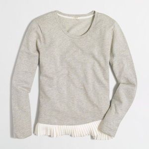 J. Crew grey sweatshirt with silk pleated ruffles